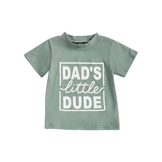 (Pre-order)BT1223 DAD'S Little DUDE Green Print Boys Summer Tee Shirts Top