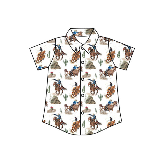 (Pre-order)BT1235 Cowboy Western Print Boys Summer Tee Shirts Top