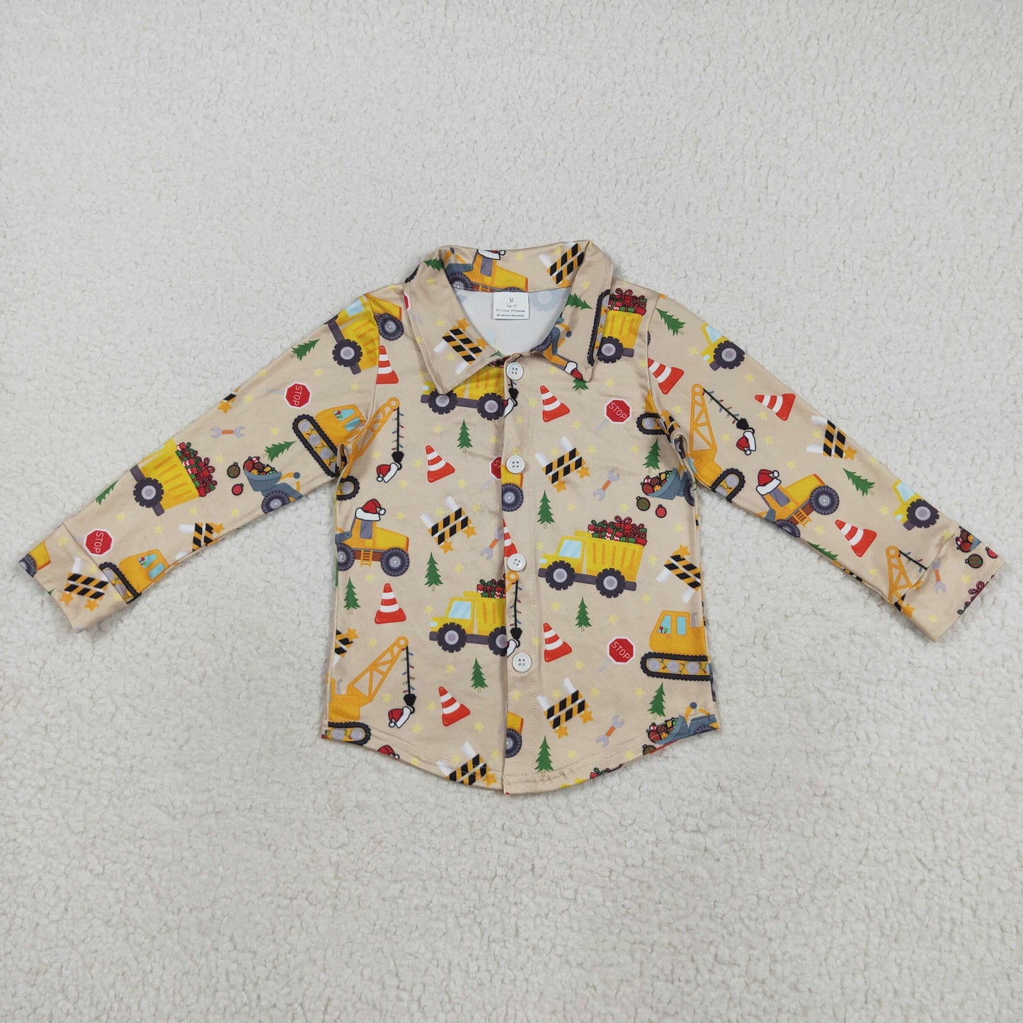 Construction Trucks Print Boys Christmas Clothes Brothers Matching Wear