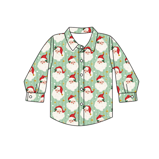 (Pre-order)BT1263 Santa Print Boys Christmas Tee Shirts Top
