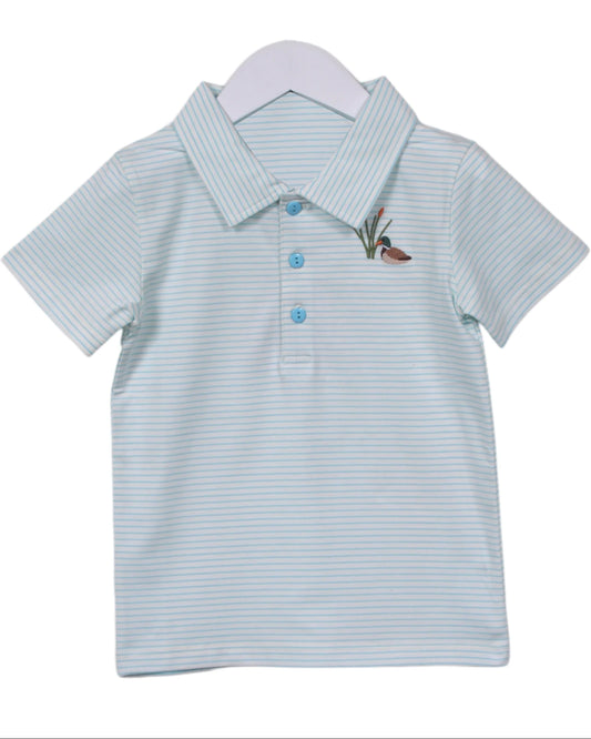 (Pre-order)BT1264 Duck Stripes Print Boys Summer Polo Top