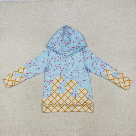 BT1270 Blue Sprinkles Print Kids Long Sleeve Hoodie Top