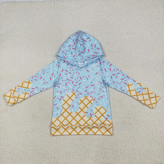 (Custom Design Preorder MOQ 5) Light Blue Sprinkles Print Adult Hoodie Tee Shirts Top