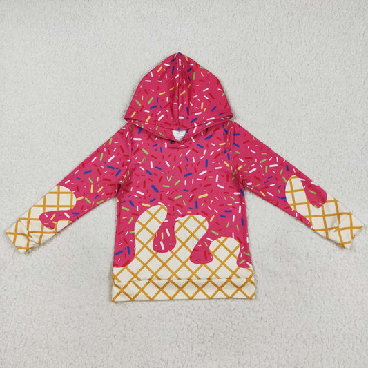 BT1271 Hot Pink Sprinkles Girls Long Sleeve Hoodie Top
