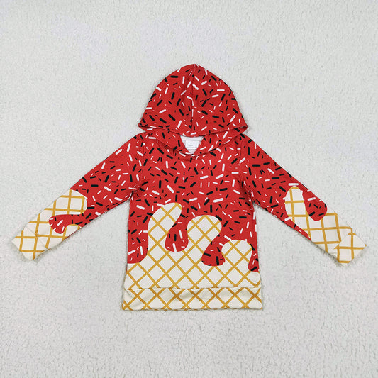 (Custom Design Preorder MOQ 5) Red Sprinkles Print Adult Hoodie Tee Shirts Top