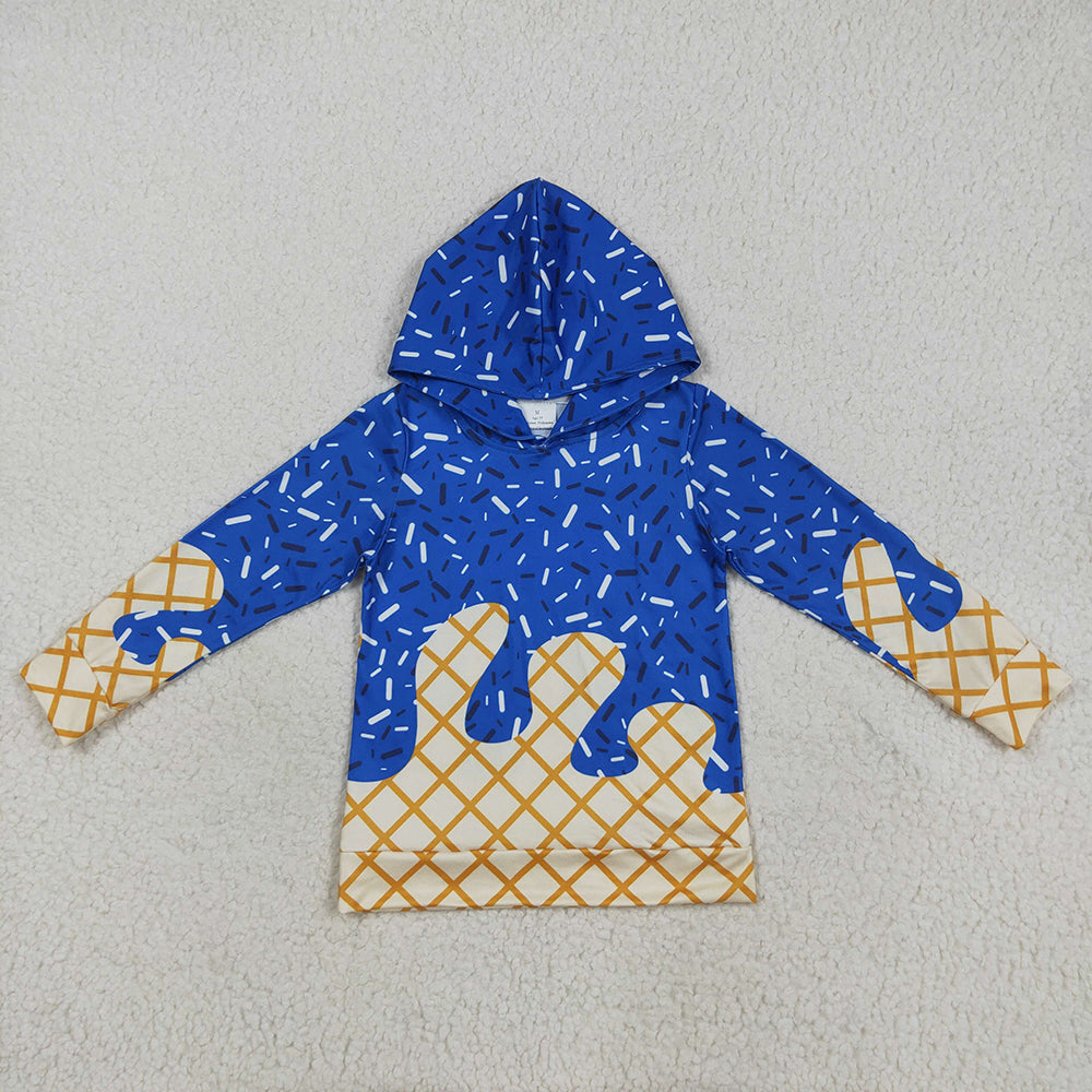(Custom Design Preorder MOQ 5) Blue Sprinkles Print Adult Hoodie Tee Shirts Top