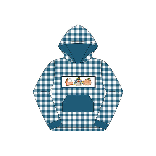 (Pre-order)BT1287 Pie Turkey Pumpkin Dots Print Boys Thanksgiving Hoodie Top