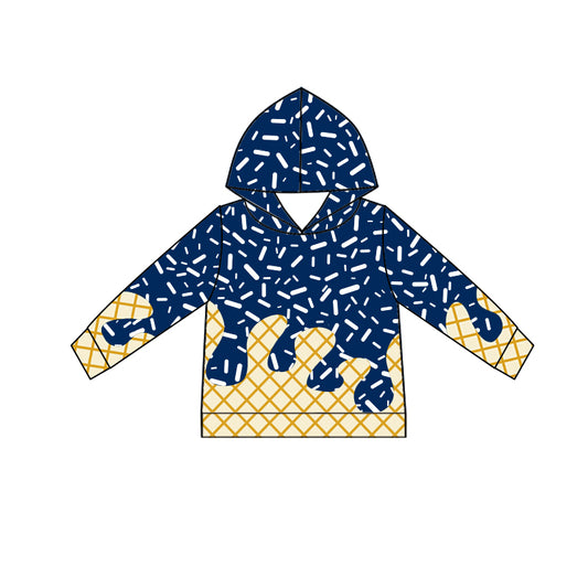 (Pre-order)BT1290 Navy Sprinkles Print Boys Fall Hoodie Top
