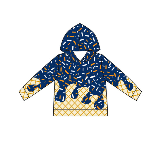 (Pre-order)BT1291 Navy Sprinkles Print Boys Fall Hoodie Top