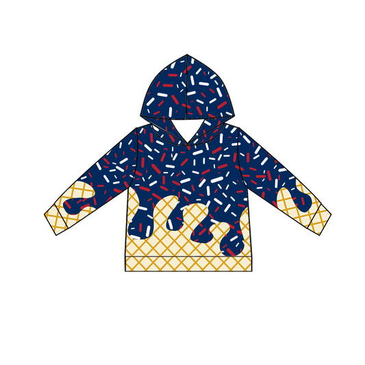 (Pre-order)BT1292 Navy Sprinkles Print Boys Fall Hoodie Top