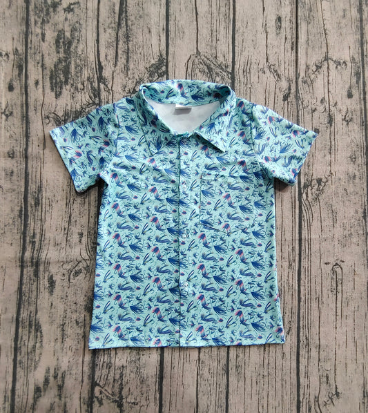 (Pre-order)BT1296 Fishhook Print Boys Summer Tee Shirts Top