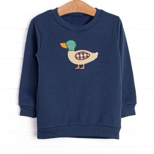 (Pre-order)BT1297 Duck Navy Print Boys Long Sleeve Tee Shirts Top