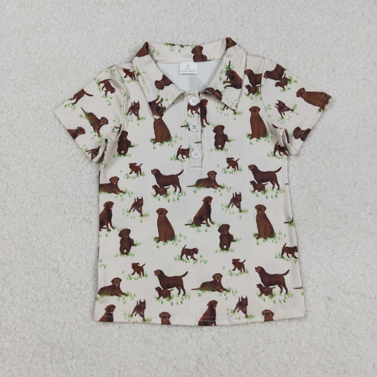 BT1299 Dog Print Boys Summer Polo Tee Shirts Top