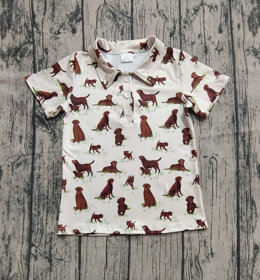 (Pre-order)BT1299 Dog Print Boys Polo Tee Shirts Top