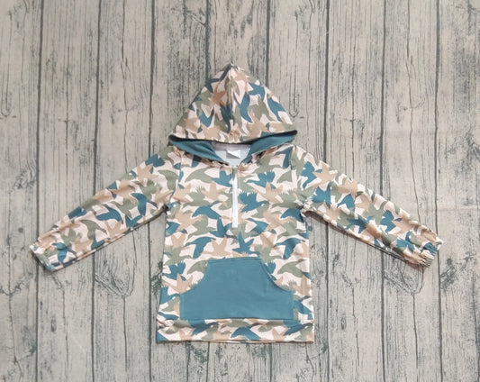 (Pre-order)BT1301 Duck Camo Print Boys Fall Hoodie Zipper Top