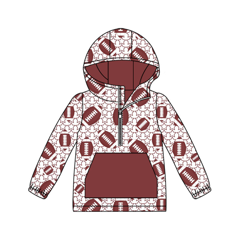 (Pre-order)BT1307 Football Stars Print Boys Fall Hoodie Zipper Top