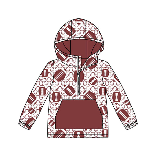 (Pre-order)BT1307 Football Stars Print Boys Fall Hoodie Zipper Top