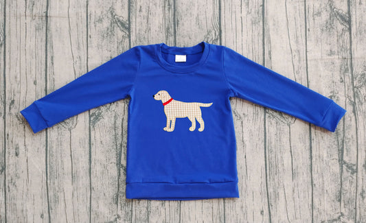 (Pre-order)BT1333 Dog Blue Print Boys Long Sleeve Hunting Top