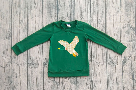 (Pre-order)BT1334 Duck Green Print Boys Long Sleeve Hunting Top