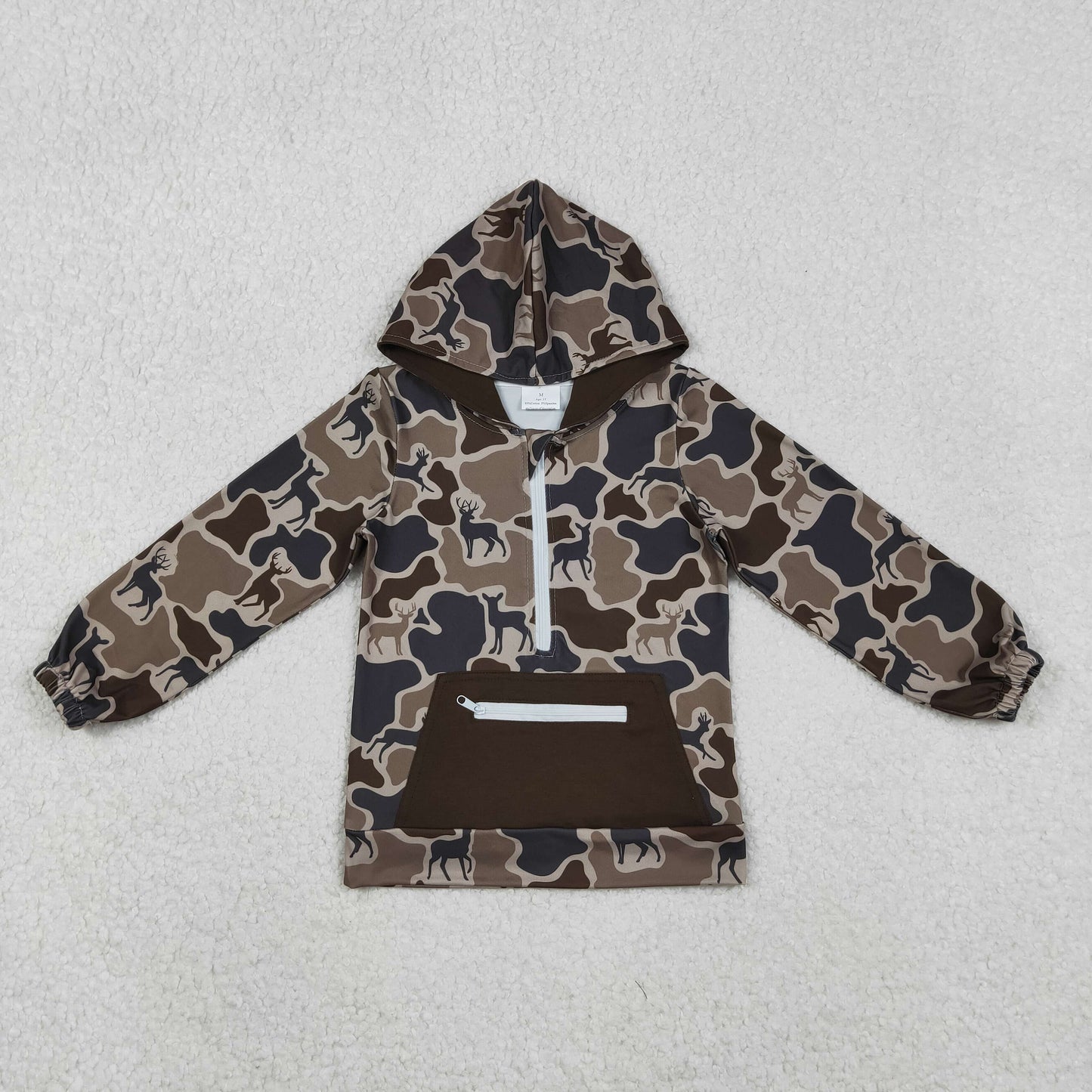 Deer Dark Camo Zipper Top Boys Fall Clothes Set Brothers Wear