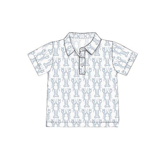 (Pre-order)BT1364 Crayfish Grey Print Boys Summer Polo Top