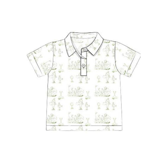 (Pre-order)BT1367 Golf Print Boys Summer Polo Top