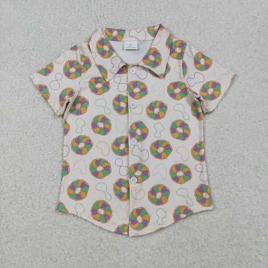 BT1372 Donuts Print Boys Mardi Gras Tee Shirts Top