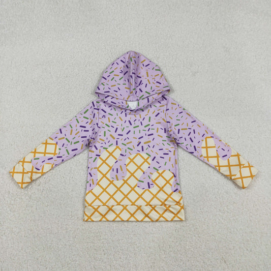 BT1373 Purple Sprinkles Print Kids Long Sleeve Hoodie Top
