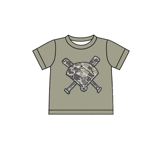(Pre-order)BT1417 Baseball Camo Print Boys Summer Tee Shirts Top