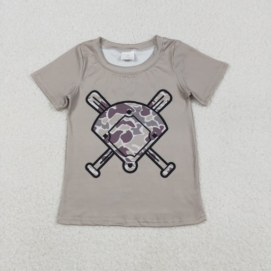BT1417 Baseball Camo Print Boys Summer Tee Shirts Top