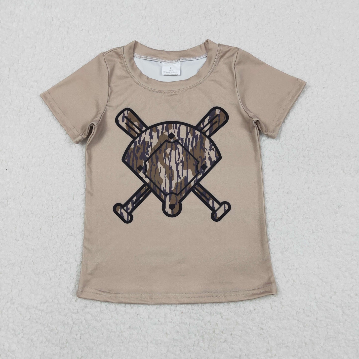 BT1419 Baseball Camo Print Boys Summer Tee Shirts Top