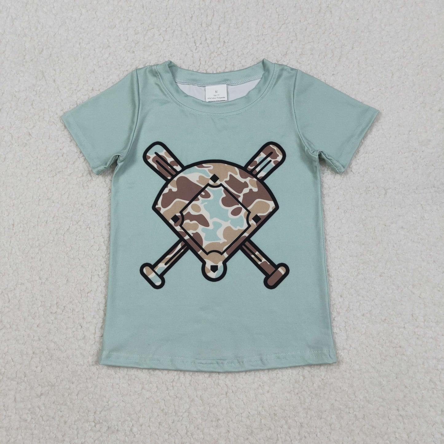 BT1422 Baseball Camo Print Boys Summer Tee Shirts Top