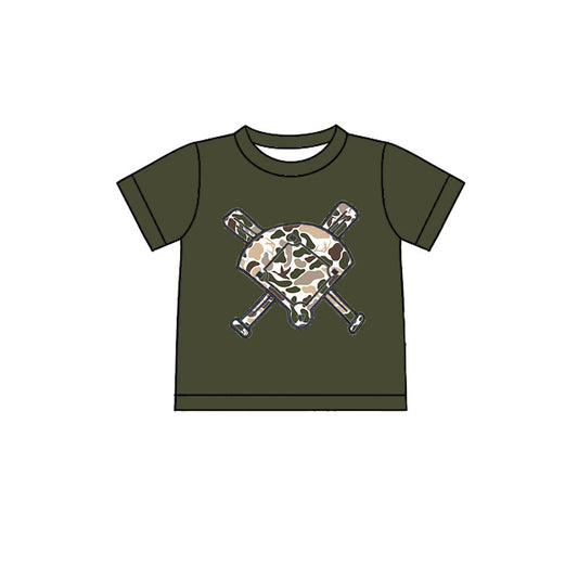 (Pre-order)BT1424 Baseball Duck Camo Print Boys Summer Tee Shirts Top