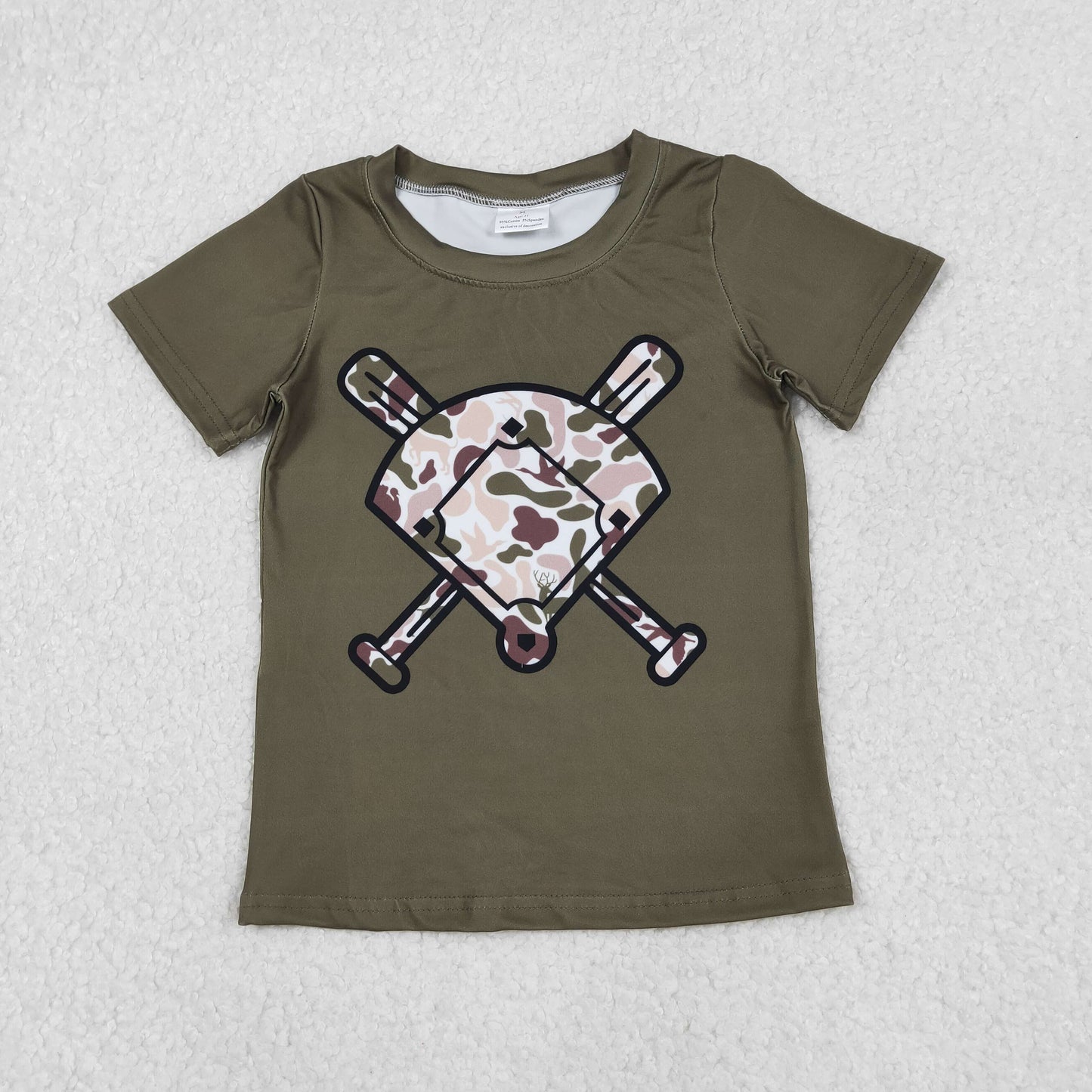 BT1424 Baseball Duck Camo Print Boys Summer Tee Shirts Top