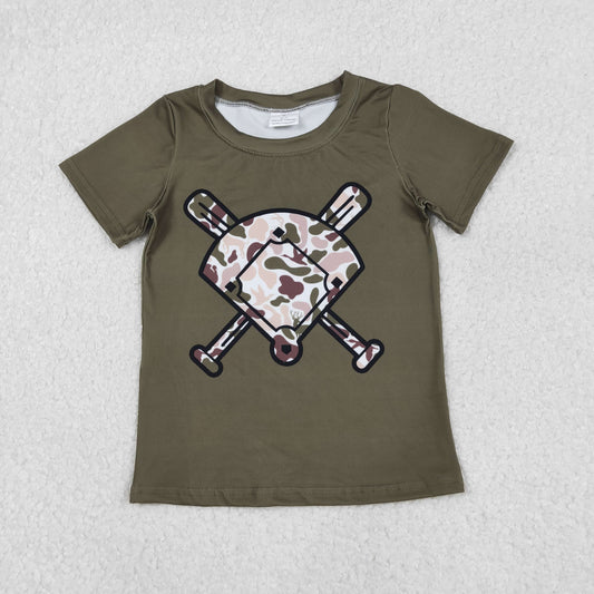 BT1424 Baseball Duck Camo Print Boys Summer Tee Shirts Top