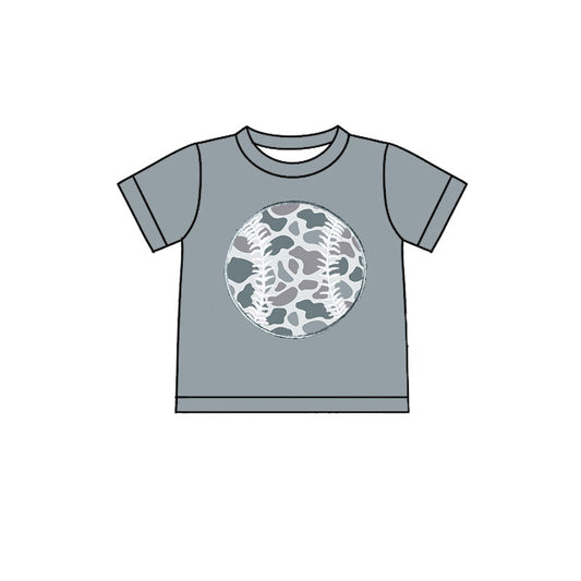 (Pre-order)BT1430 Baseball Grey Camo Print Boys Summer Tee Shirts Top