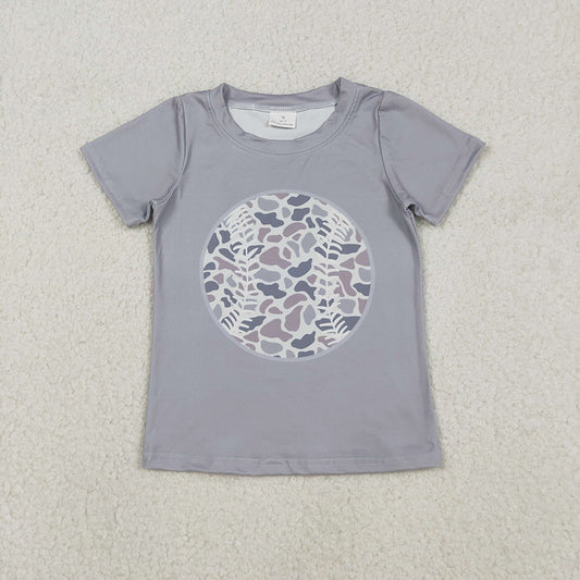 BT1430 Baseball Grey Camo Print Boys Summer Tee Shirts Top