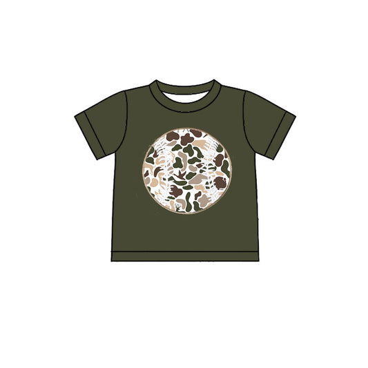 (Pre-order)BT1433 Baseball Duck Dog Camo Print Boys Summer Tee Shirts Top