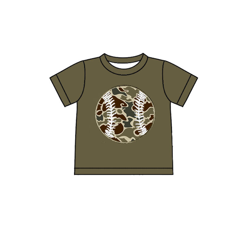 (Pre-order)BT1434 Baseball Dark Camo Print Boys Summer Tee Shirts Top