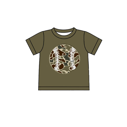 (Pre-order)BT1434 Baseball Dark Camo Print Boys Summer Tee Shirts Top