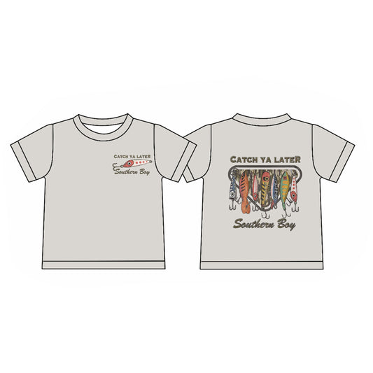 (Pre-order)BT1446 Fishing Print Boys Summer Tee Shirts Top