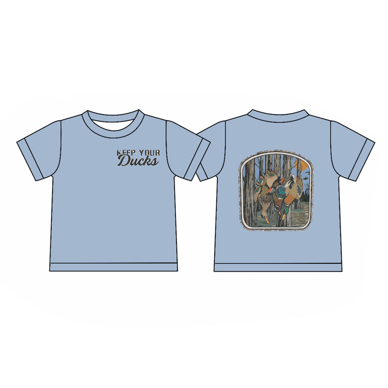 (Pre-order)BT1449 Keep Your Ducks Print Boys Summer Tee Shirts Top