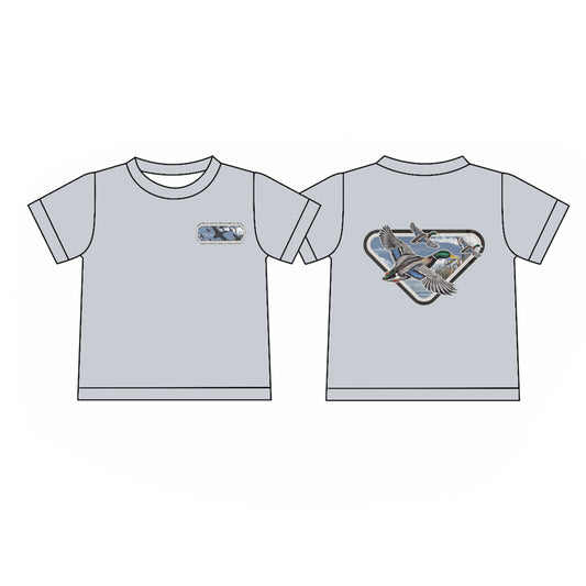 (Pre-order)BT1450 Grey Ducks Print Boys Summer Tee Shirts Top