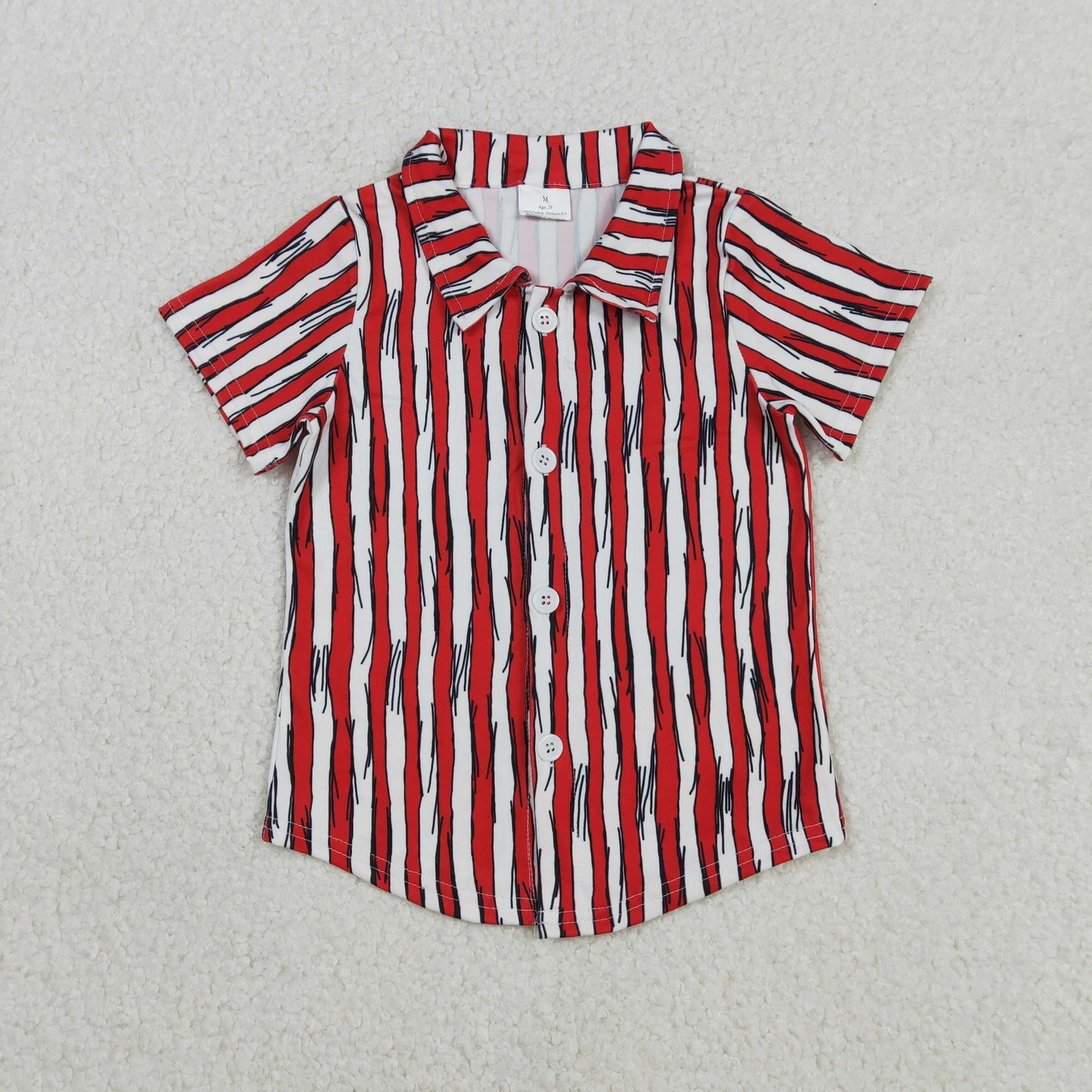 BT1462 Dr.Reading Red Stripes Print Boys Summer Tee Shirts Top