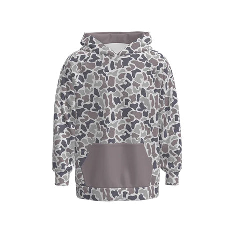 (Pre-order)BT1471 Adult Brown Grey Camo Print Man Pockets Hoodie Top
