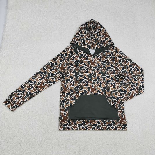 BT1472 Adult Duck Brown Camo Print Man Pockets Hoodie Top
