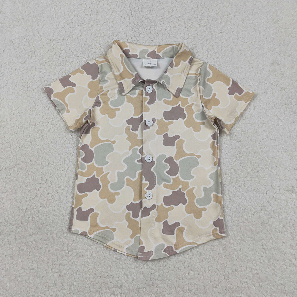BT1566 Khaki Camo Print Boys Summer Tee Shirts Top