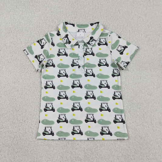 BT1585 Golf White Print Boys Summer Polo Tee Shirts Top