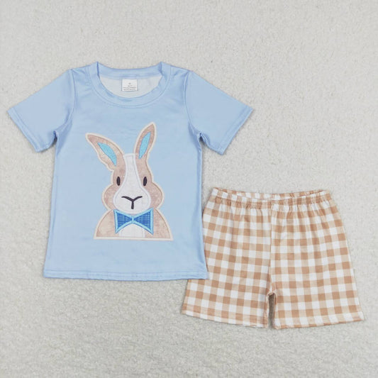 BSSO0292 Bunny Print Boys Shorts Easter Clothes Set