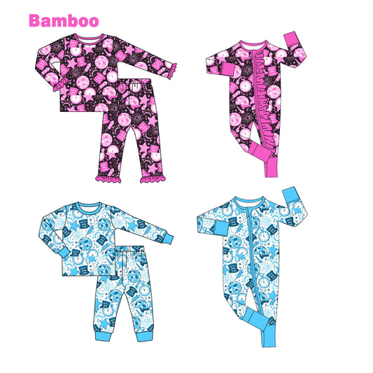(Custom Design Preorder MOQ 20 Each Design) Happy New Year Print Kids Pajamas Matching Bamboo Clothes Sibling Wear